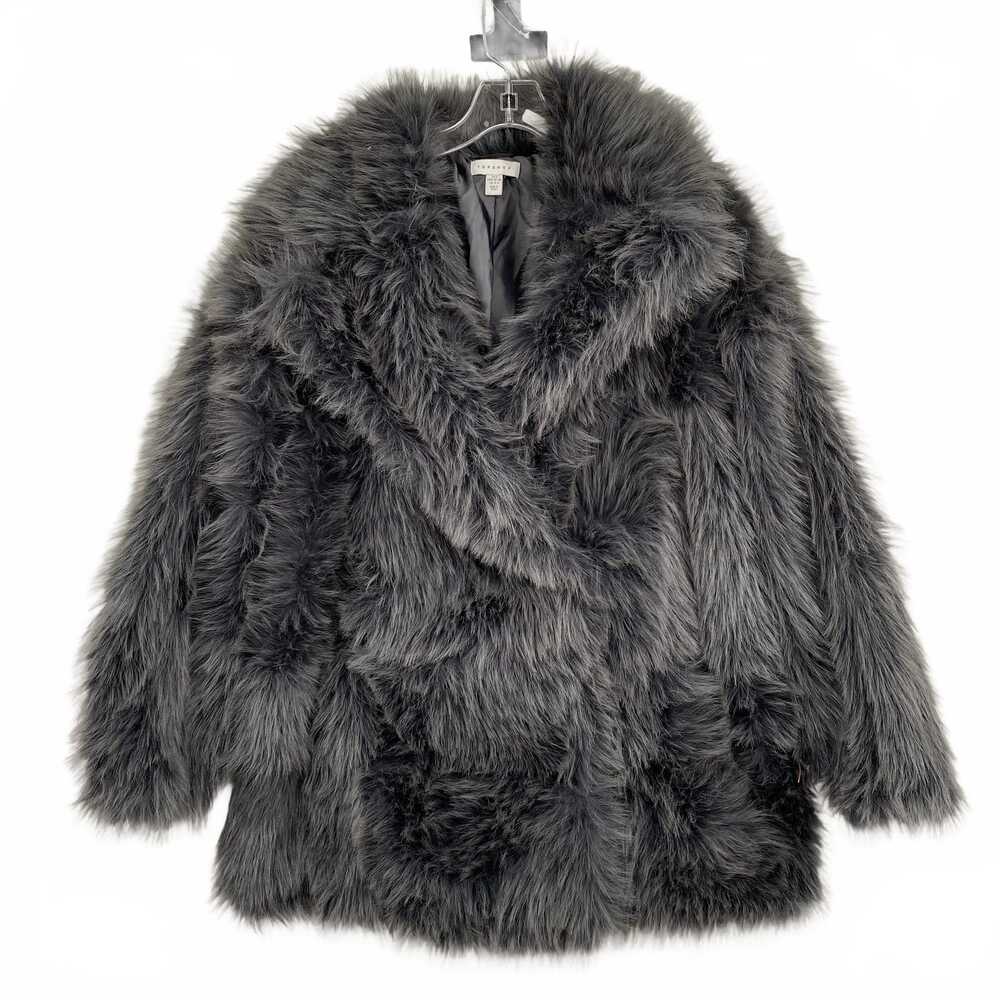 Topshop Gray Faux Fur Coat | Women’s Regular Size 4
